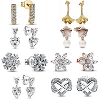 925 Silver Double Hoop Snowflake Ginkgo Stud Earrings | DIY Jewelry Gift for Women