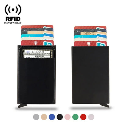 DIENQI RFID Credit Card Holder | Slim Pop-Up Metal Wallet