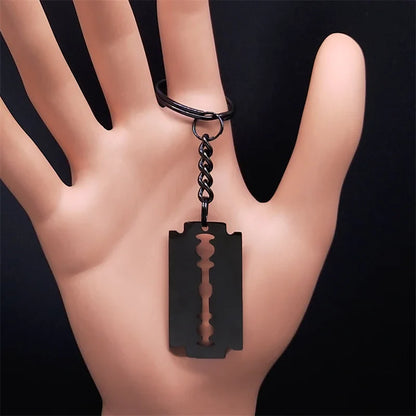 Gothic Blade Razor Pendant Necklace | Stainless Steel Black Goth Men's Chain