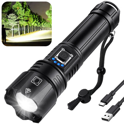 Rechargeable High Lumen LED Flashlight Waterproof 5 Modes Bright Torch