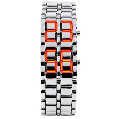 Fashion Mens Digital Lava Wrist Watch | Full Metal LED Display Timepiece