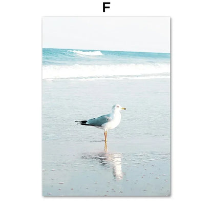 Surfboard Seagull Beach Umbrella Blue Sea Wall Art Canvas Painting Nordic Posters And Prints Wall Pictures For Living Room Decor