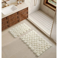 Juego de 2 alfombras de baño de algodón en color marfil – 40x60cm y 50x80cm, lavables a máquina para baño, bañera y ducha