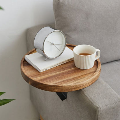 Wood Sofa Arm Tray Table Clip On Couch Armrest Table Walnut Finish