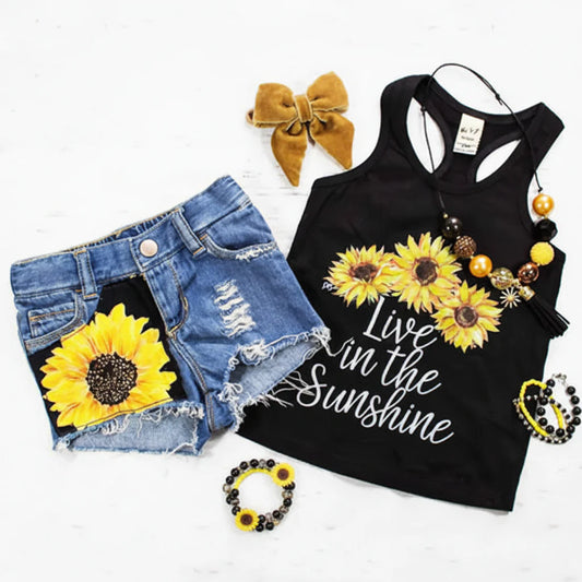 Conjunto de chaleco y shorts de mezclilla para niños