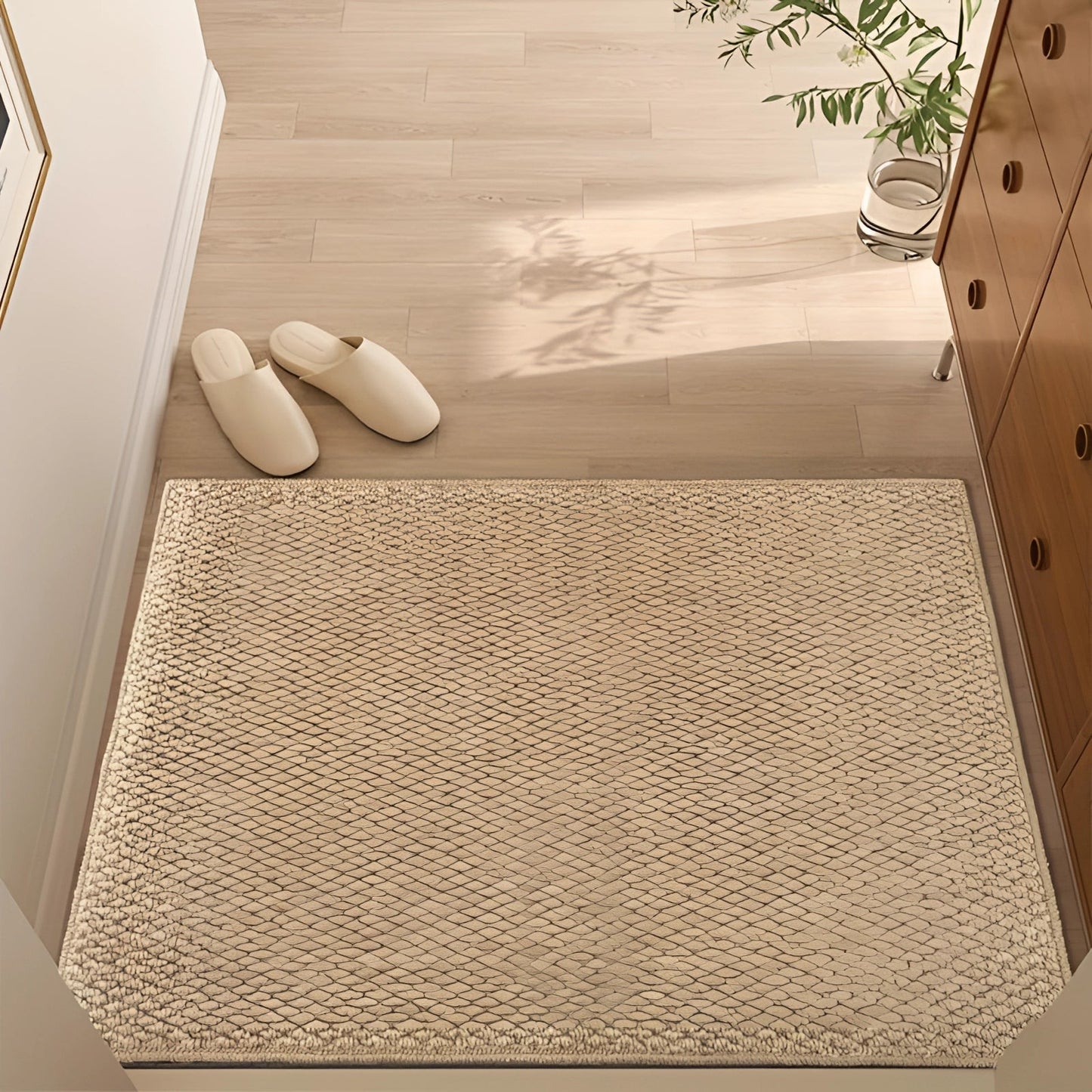 Washable Non Slip Indoor Doormat Beige Jute Look Entry Rug 50x80-80x120cm