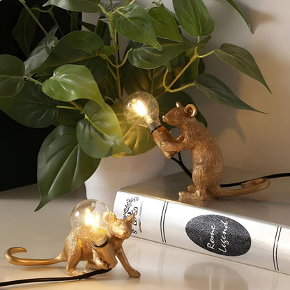 Gold Mouse Table Lamp Animal Shaped Desk Light Quirky Home Decor