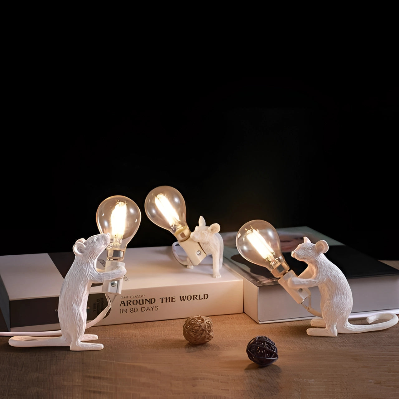 Gold Mouse Table Lamp Animal Shaped Desk Light Quirky Home Decor