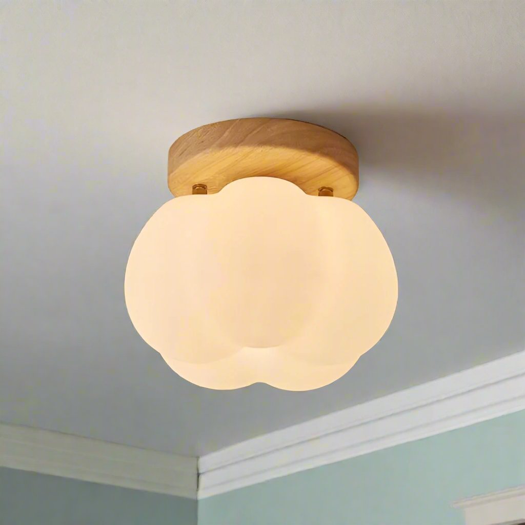 Pumpkin Flush Mount Ceiling Light Modern Round LED Ceiling Lamp
