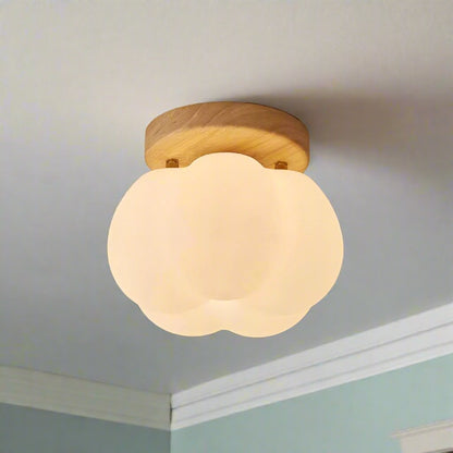 Pumpkin Flush Mount Ceiling Light Modern Round LED Ceiling Lamp