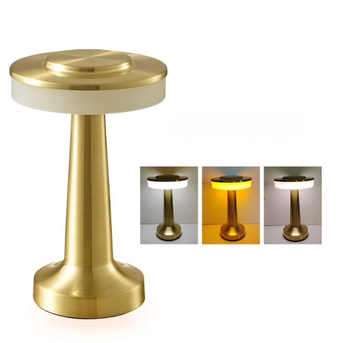LED Metal Touch Table Lamp | Rechargeable Dimmable Night Light for Coffee Bar Decor