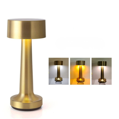 LED Metal Touch Table Lamp | Rechargeable Dimmable Night Light for Coffee Bar Decor