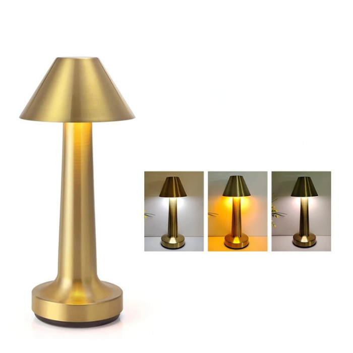 LED Metal Touch Table Lamp | Rechargeable Dimmable Night Light for Coffee Bar Decor