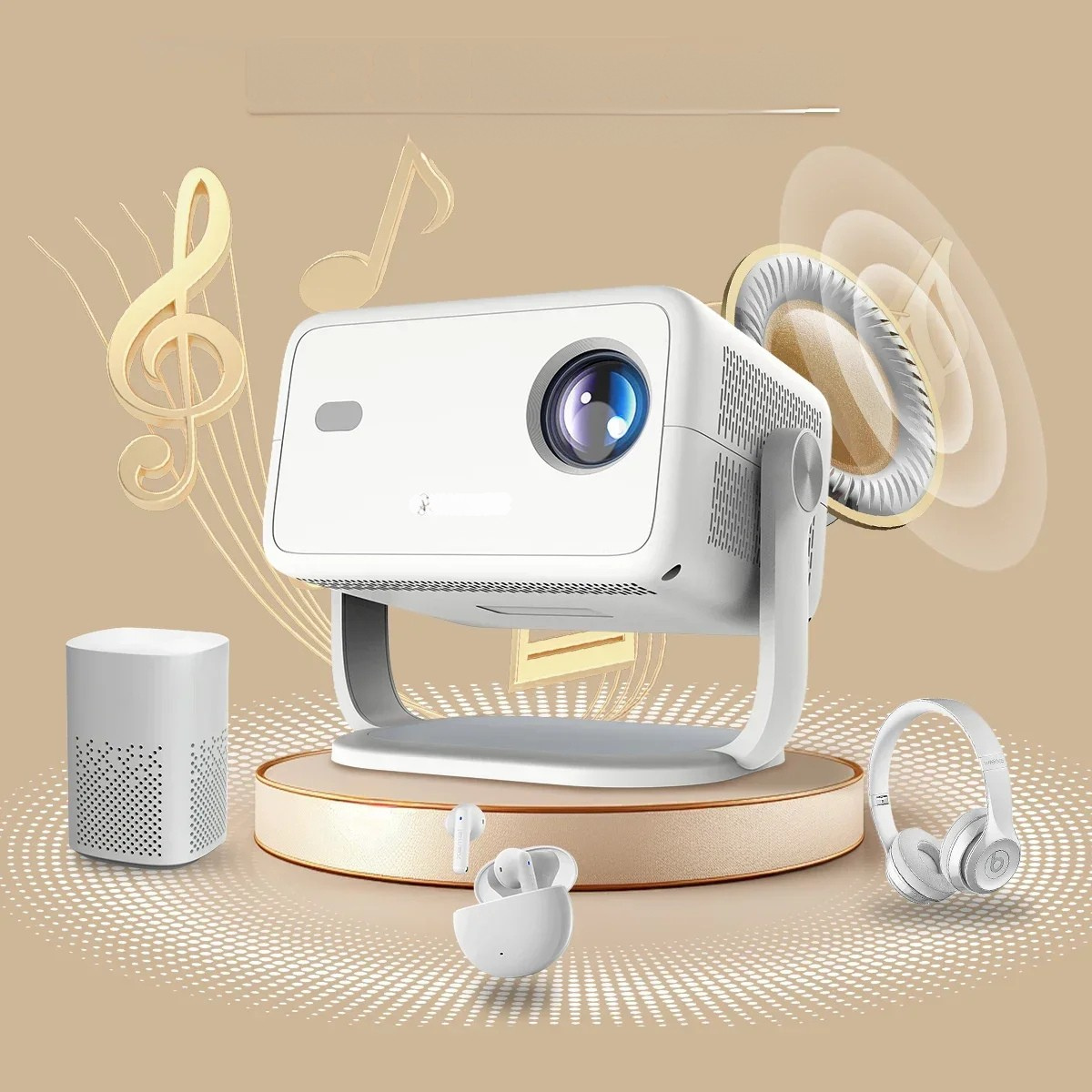 1080P 4K Projector 650ANSI Android 11 Auto Focus WiFi6 BT5.2 Portable Outdoor