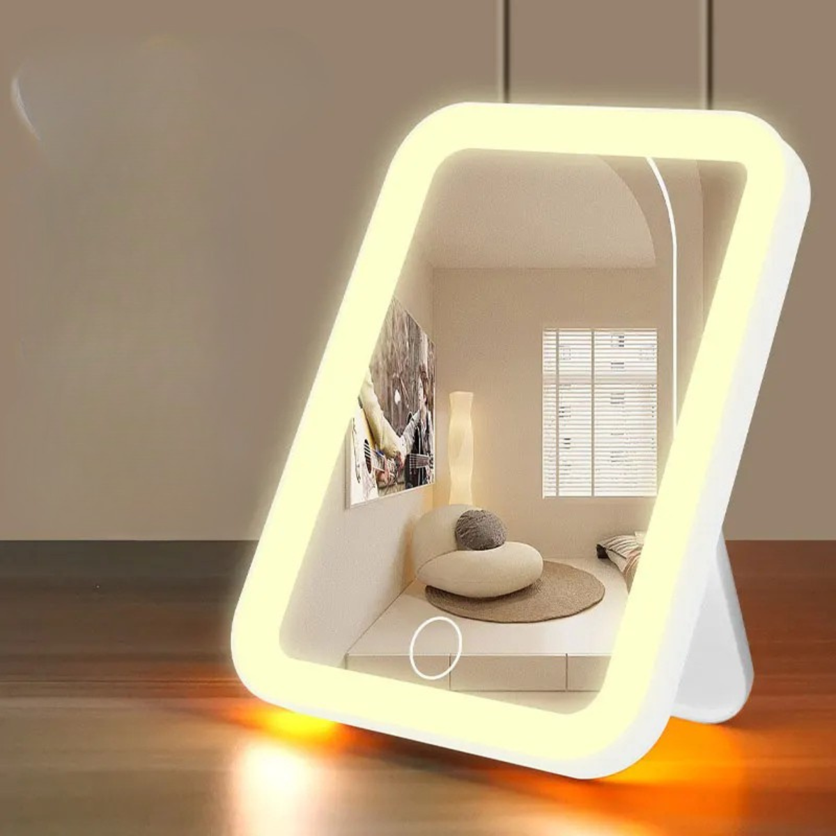 LED Vanity Makeup Mirror Touch Screen USB Rechargeable 3 Colors Dimmable Portable