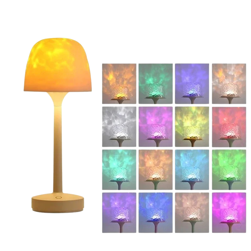Lampe de Bureau LED Ondulation d'Eau Lampe de Nuit Romantique Projection Chambre Cadeau Couple