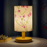 Lampe de table carrée à LED, dimmable, lampe de chevet avec abat-jour en tissu, décor de style chinois