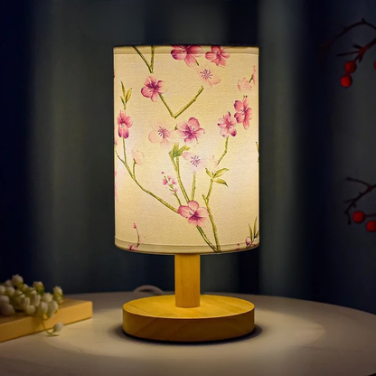 Lampe de table carrée à LED, dimmable, lampe de chevet avec abat-jour en tissu, décor de style chinois