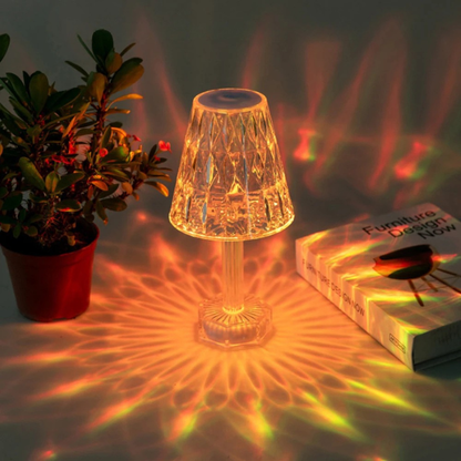 Diamond Crystal Projection Night Light USB Touch Control Bedside Desk Lamp Decor