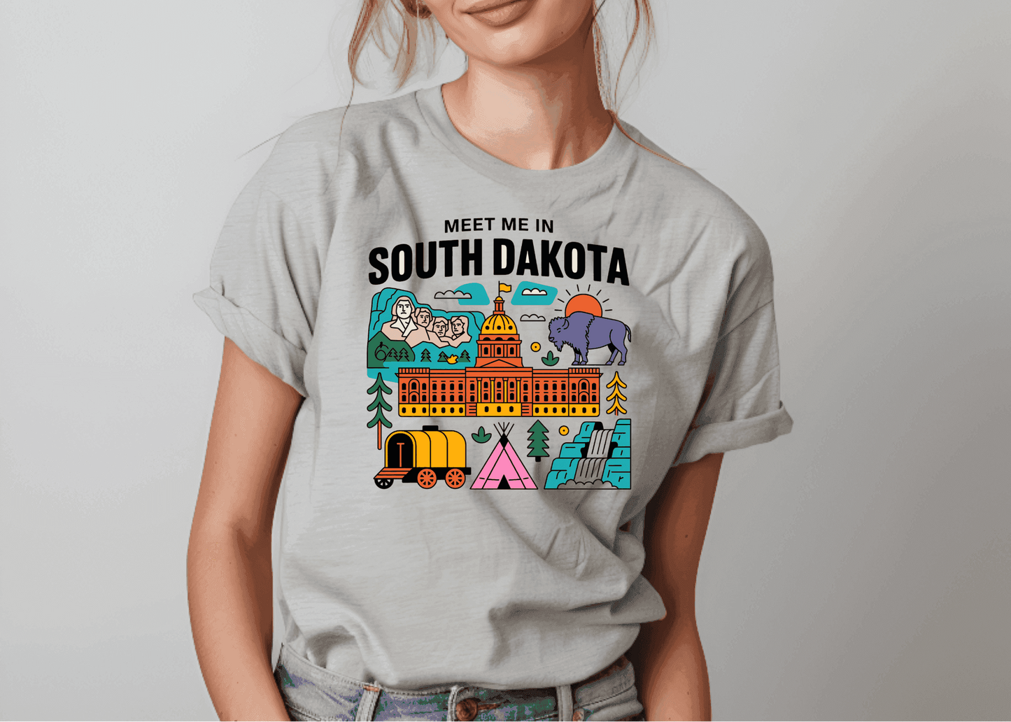 Meet Me in South Dakota T-Shirt – Retro Travel Graphic Tee