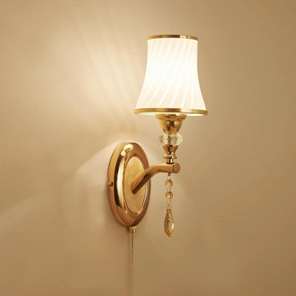 Nordic LED Wall Sconce with Switch Glass Shade Bedroom Bedside Living Room