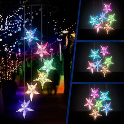 Solar LED Wind Chime Crystal Ball Color Changing Garden Hanging Light