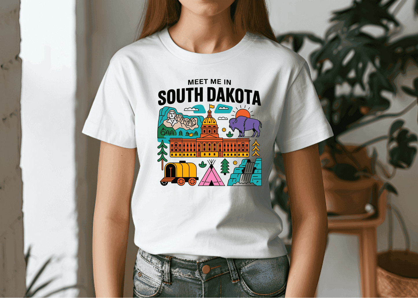 Meet Me in South Dakota T-Shirt – Retro Travel Graphic Tee