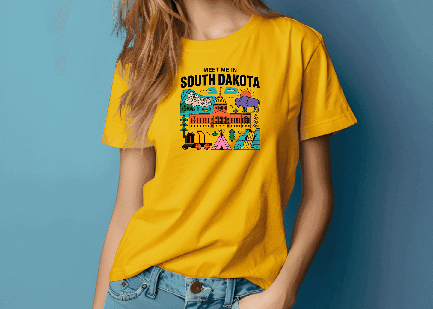 Meet Me in South Dakota T-Shirt – Retro Travel Graphic Tee