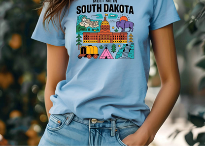 Meet Me in South Dakota T-Shirt – Retro Travel Graphic Tee