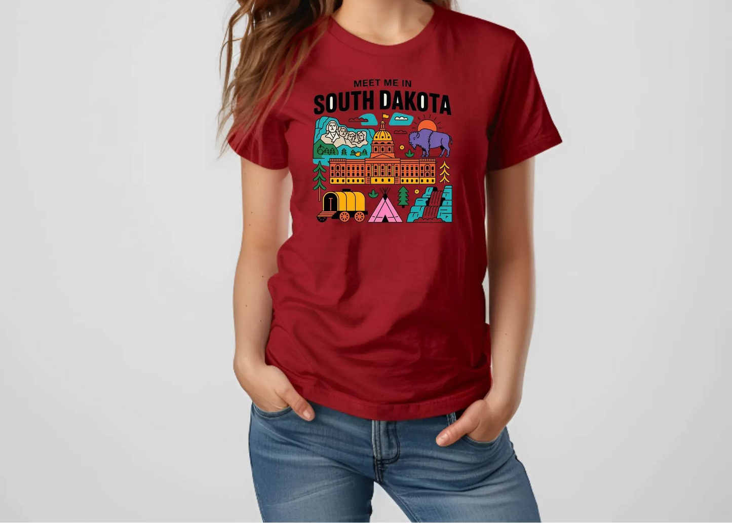 Meet Me in South Dakota T-Shirt – Retro Travel Graphic Tee