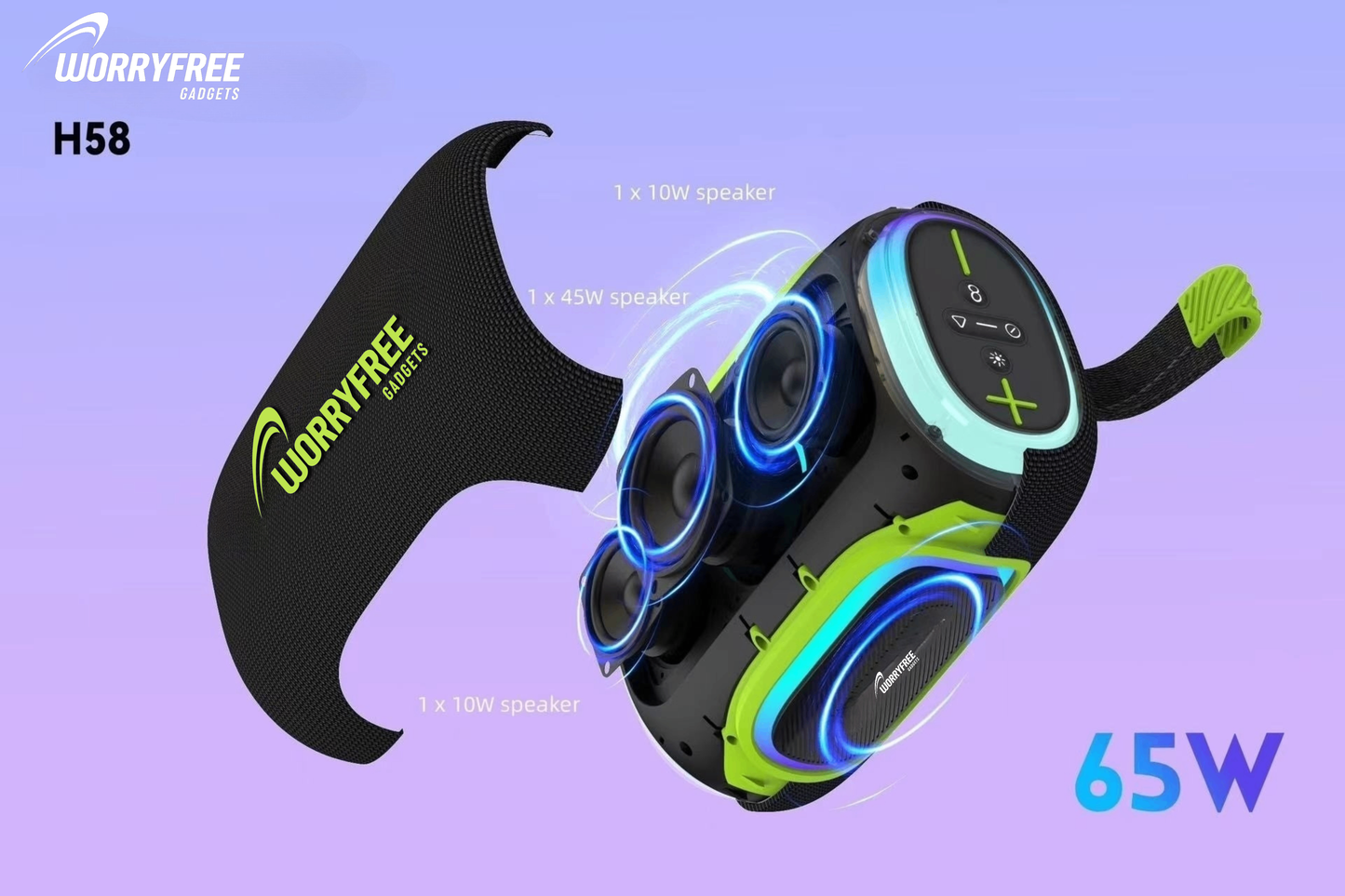 65W Bluetooth Speaker with carrying Bag, Black