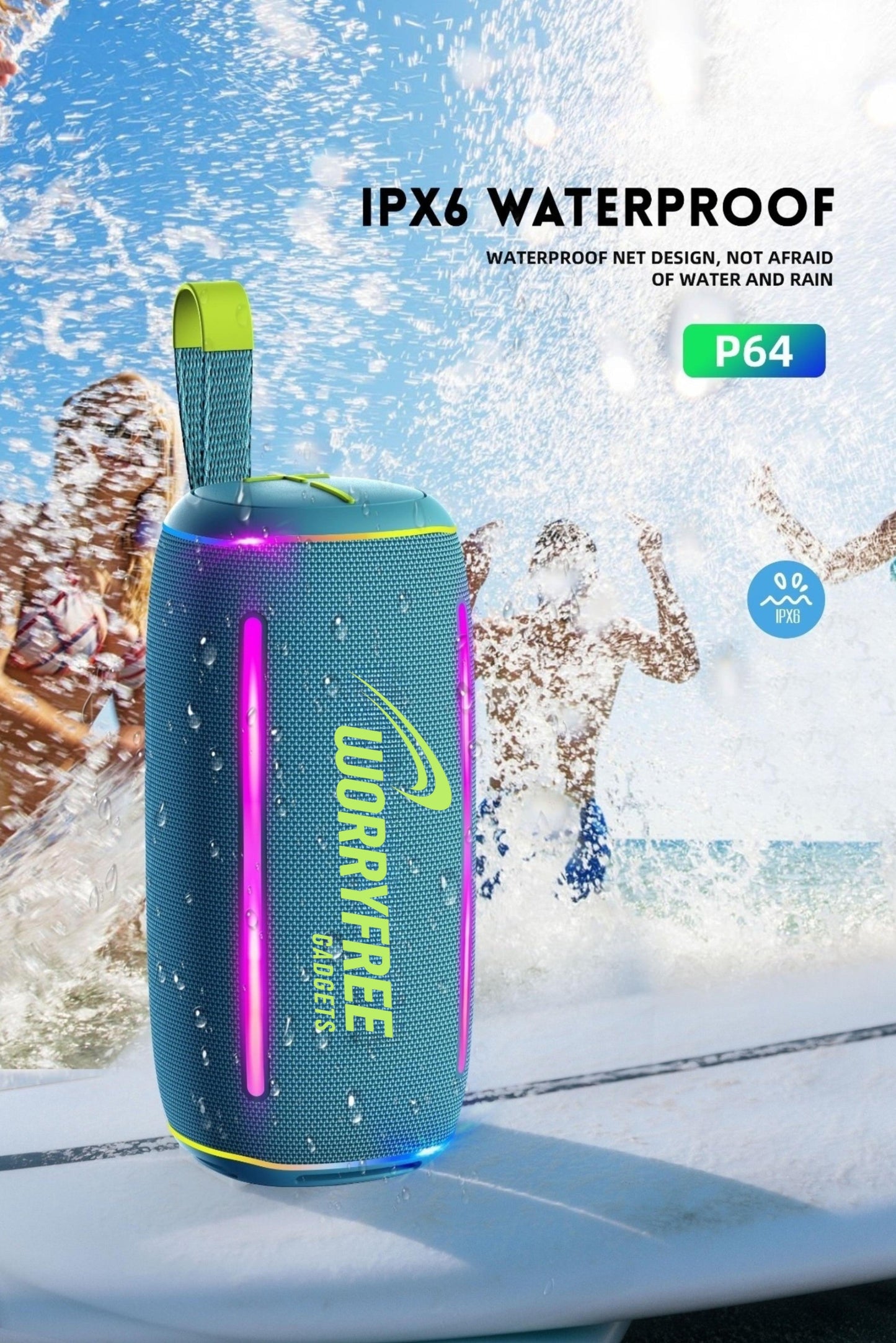 40W Wireless Portable Bluetooth Speaker with RGB Lights