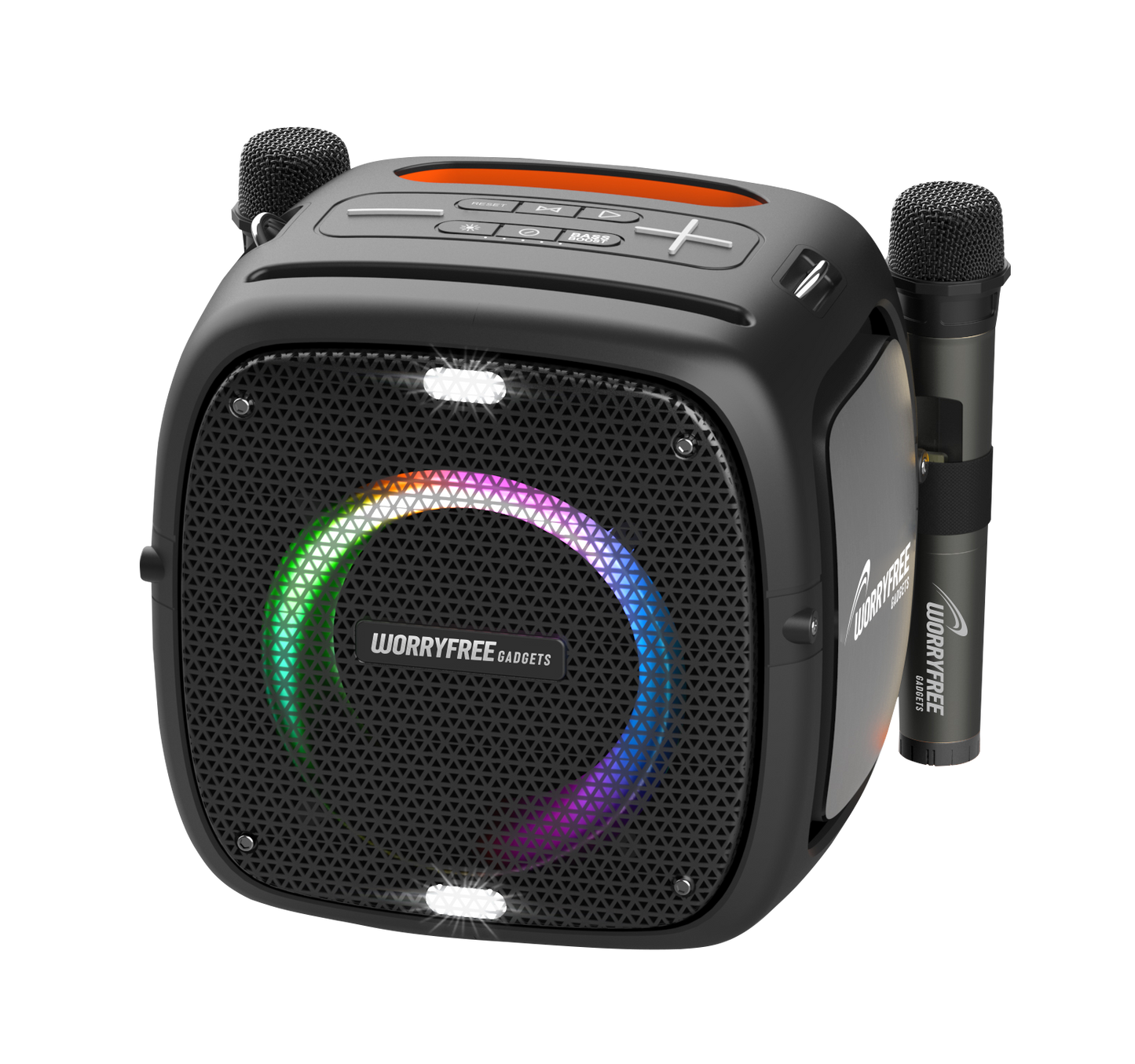 80W Portable Bluetooth Speaker with Two Microphones, Black