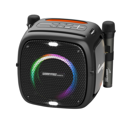 80W Portable Bluetooth Speaker with Two Microphones, Black