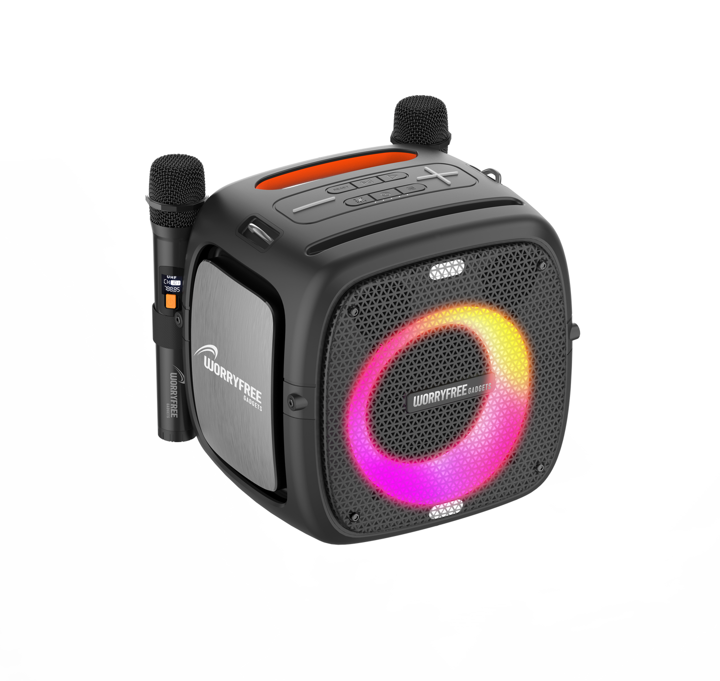 80W Portable Bluetooth Speaker with Two Microphones, Black