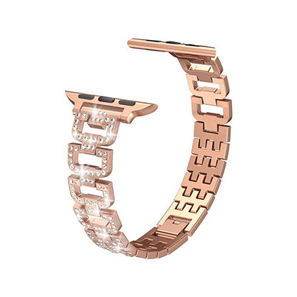 Bracelet en métal maillons D-Links habillés avec maillons entièrement incrustés de strass pour Apple Watch