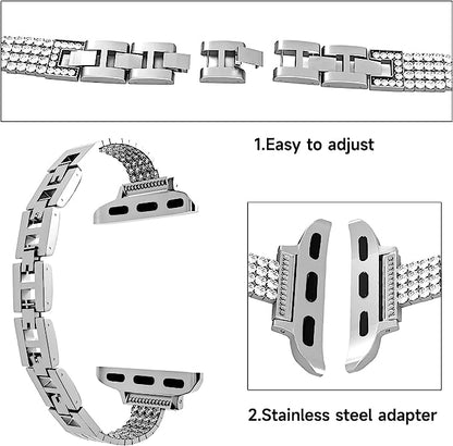 Slim Metal Band for Apple Watch Bling Diamond Rows