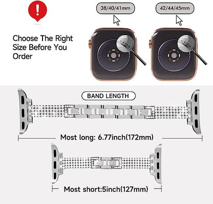 Slim Metal Band for Apple Watch Bling Diamond Rows