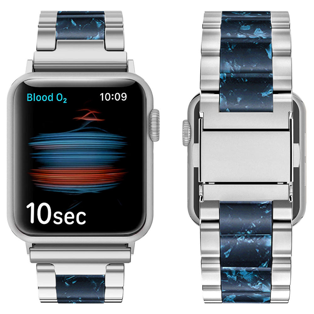 Metal & Resin Band for Apple Watch with Butterfly Buckle Claps