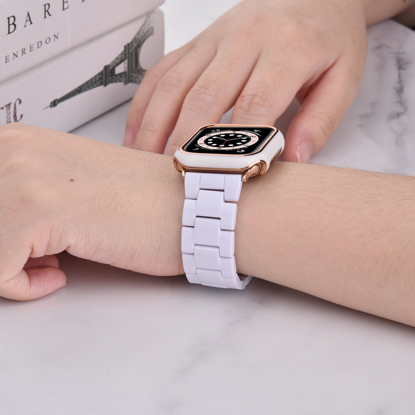 Bracelet en résine avec étui pare-chocs pour Apple Watch 40mm et 44mm