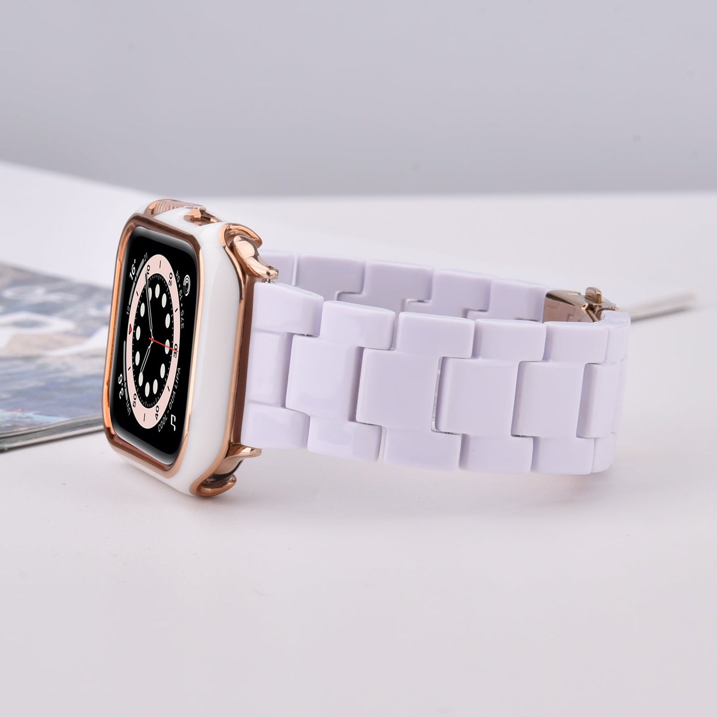 Bracelet en résine avec étui pare-chocs pour Apple Watch 40mm et 44mm