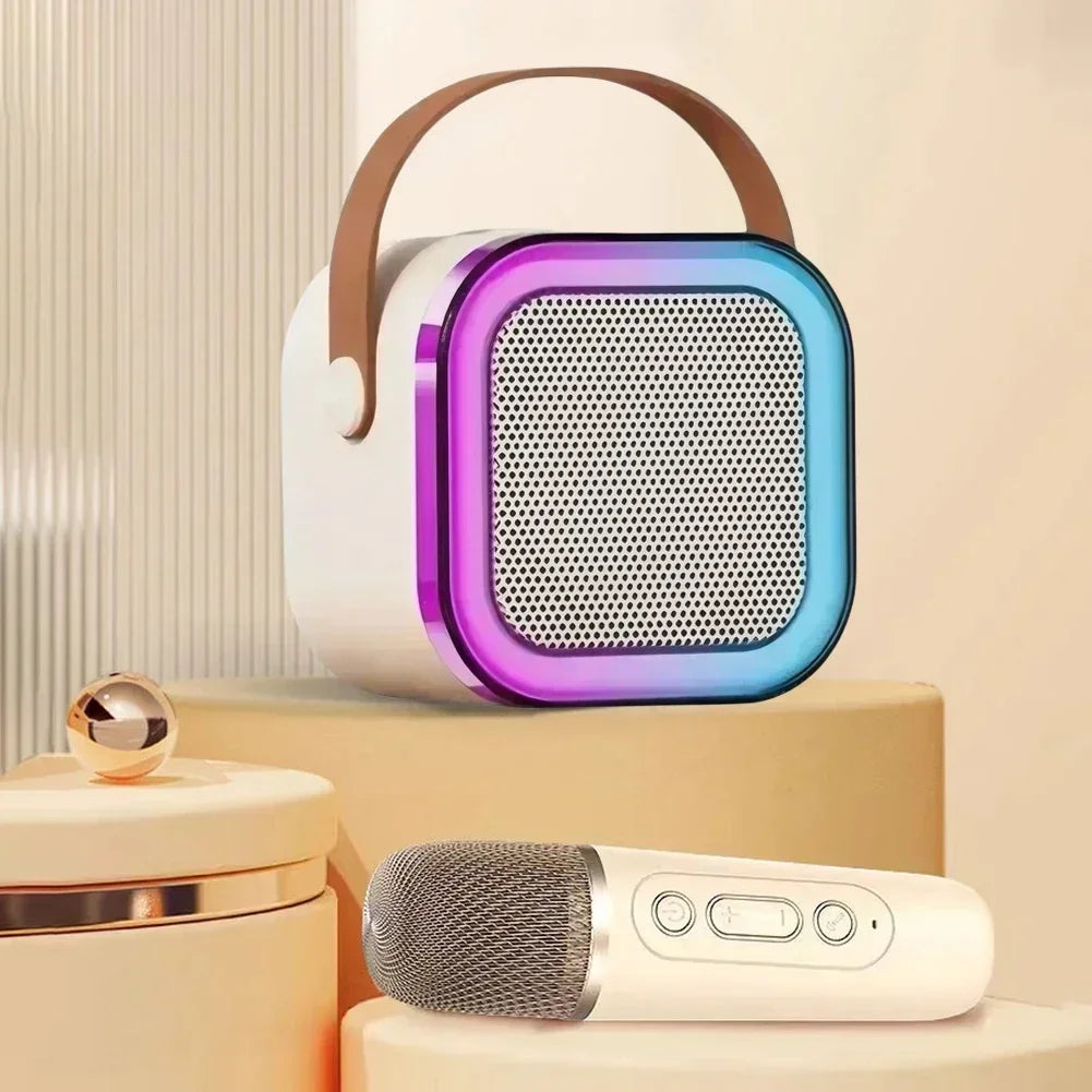Bluetooth Karaoke Machine for Kids & Family with Wireless Mics LED Lights
