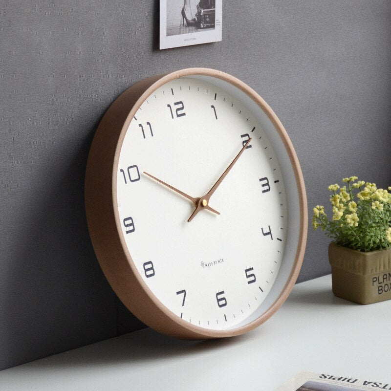Scandinavian Wooden Wall Clock Minimalist Quartz Silent 25cm 30cm