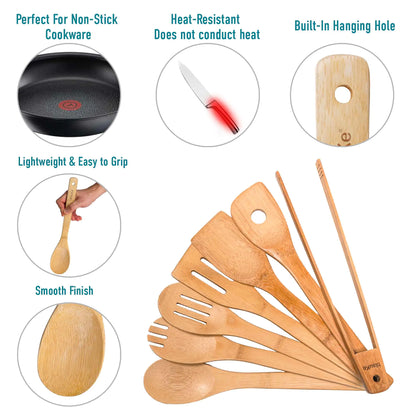7-Pack Bamboo Kitchen Utensils Set