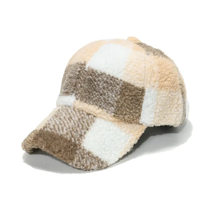 Lamb Wool Classic Plaid Baseball Cap