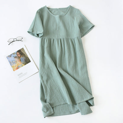 Women's Cotton Nightdress Crepe Short Sleeve Plus Size