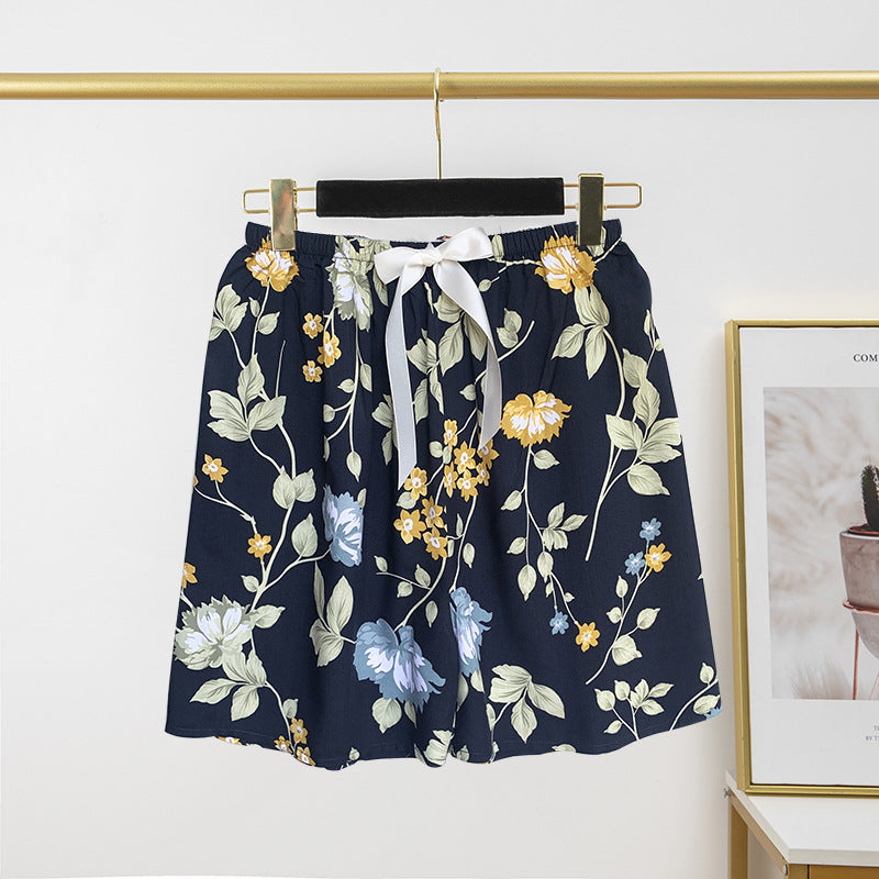 Pantalon de pyjama en soie de coton pour femme, short d'été fin et décontracté