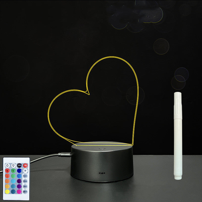 Tableau de messages manuscrits en acrylique 3D avec lumière LED