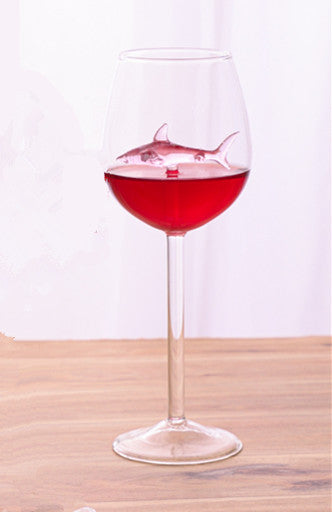Verres à vin rouge avec requin à l'intérieur Verres à pied en verre transparent sans plomb pour la maison, le bar, les fêtes HFing