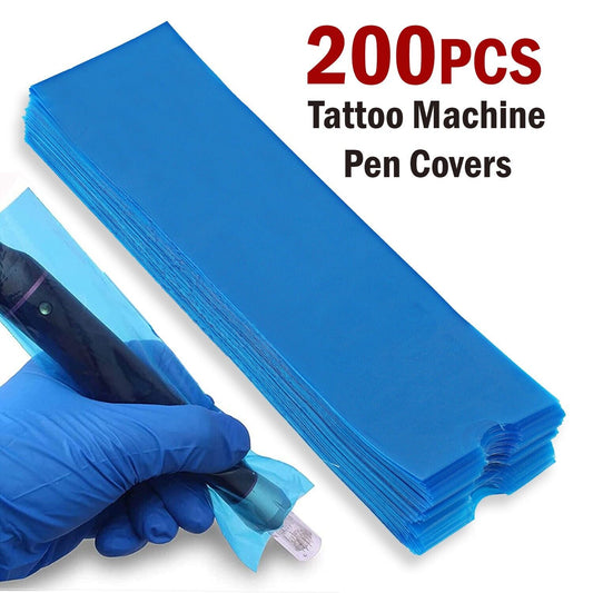Fundas para bolígrafos de tatuaje, 200 unidades, fundas de plástico para bolígrafos de máquina
